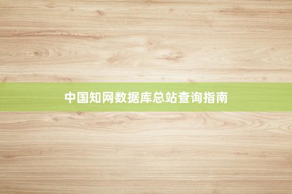 中国知网数据库总站查询指南